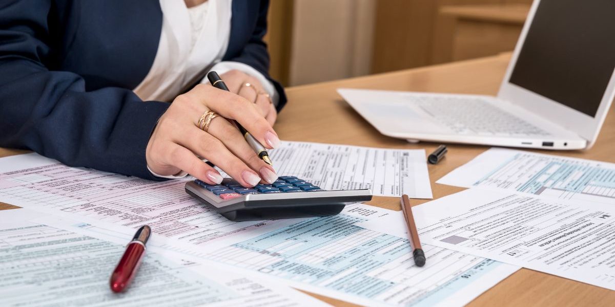 Tax professional reviewing financial documents